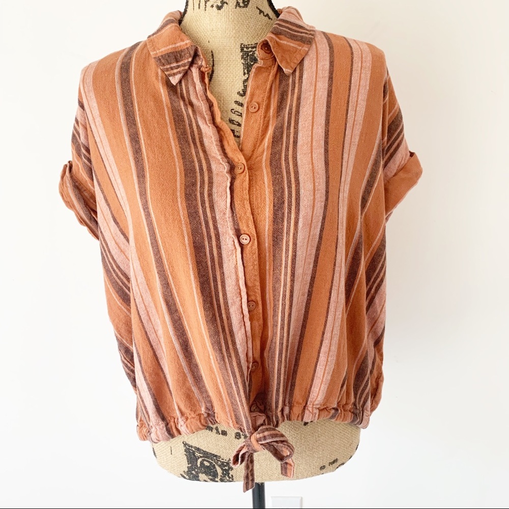 Sanctuary Borrego Tie Shirt in Sierra Stripe Sz L - Picture 2 of 8